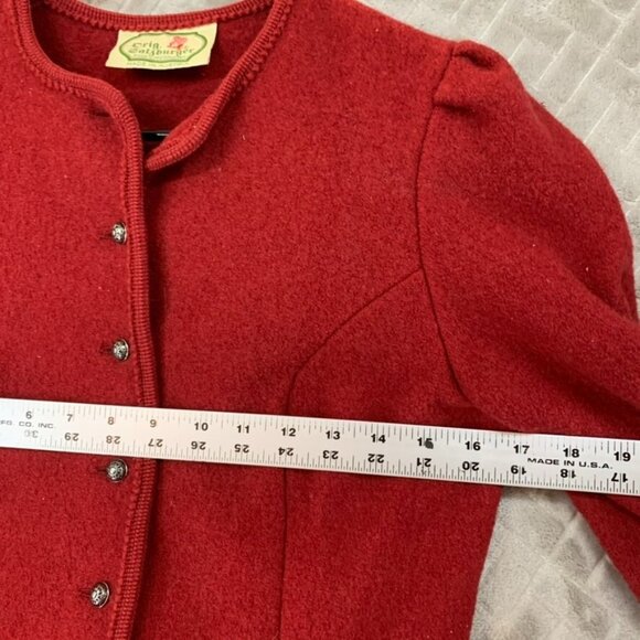 Drig Salzburger Womens Small Jacket Red Wool Button Up Austrian Vintage - Picture 9 of 15
